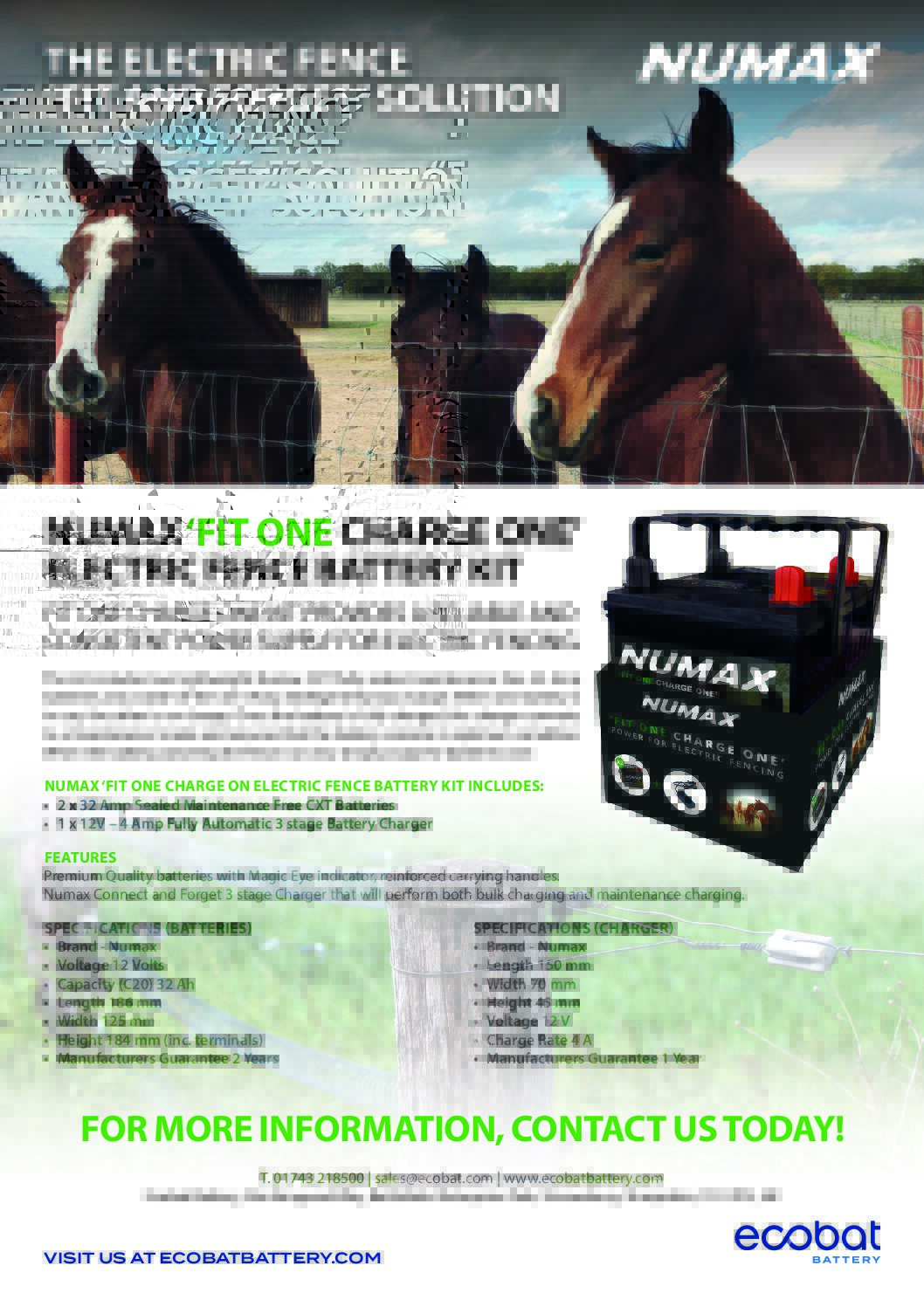 Numax Electric Fence Battery Kit
