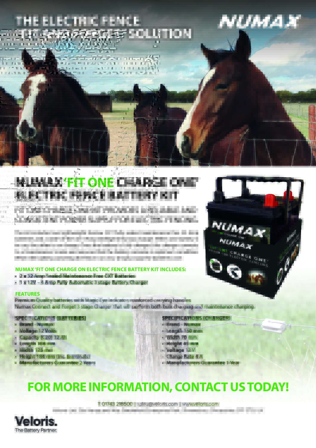 Numax Electric Fence Battery Kit