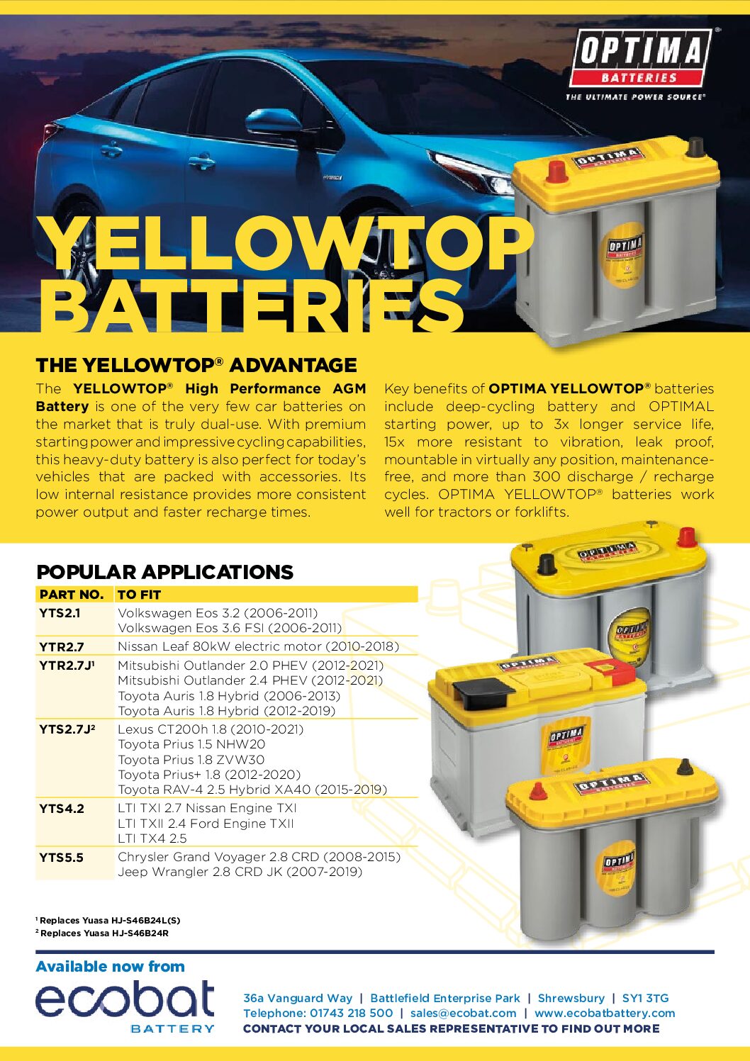 Optima Red - Yellowtop Battery