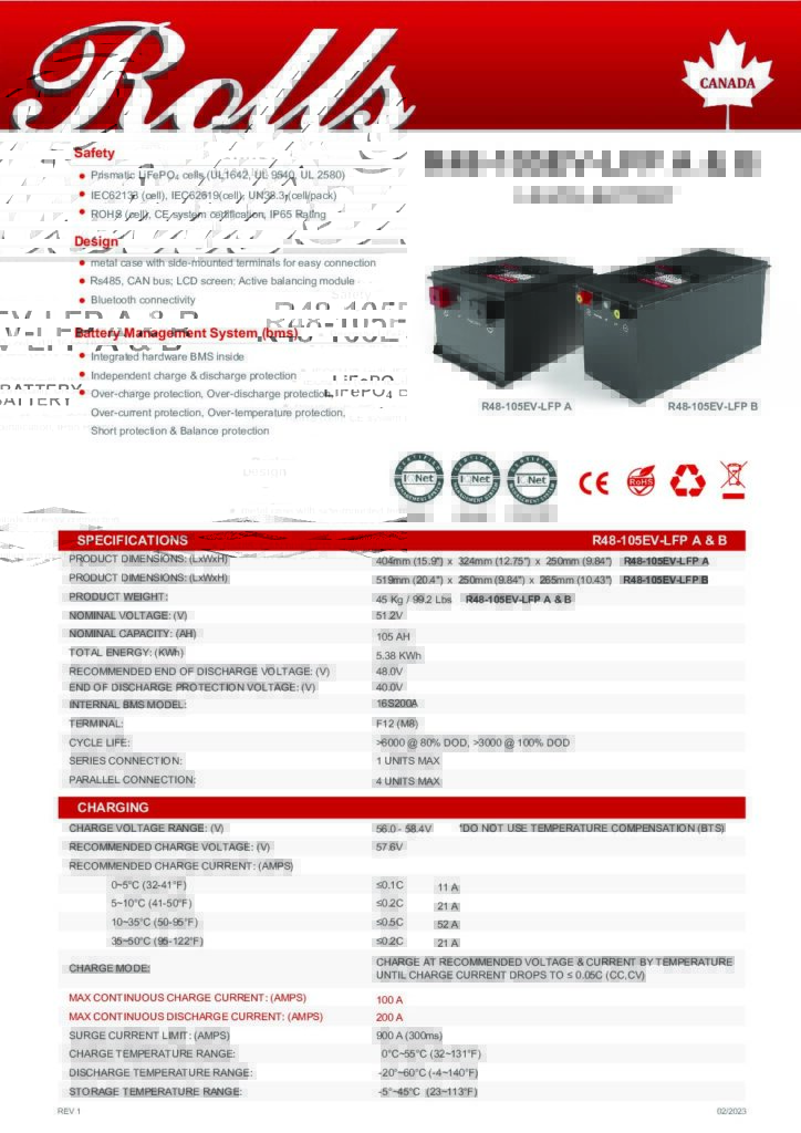 Cover of Rolls R48 105EV LFP Catalogue