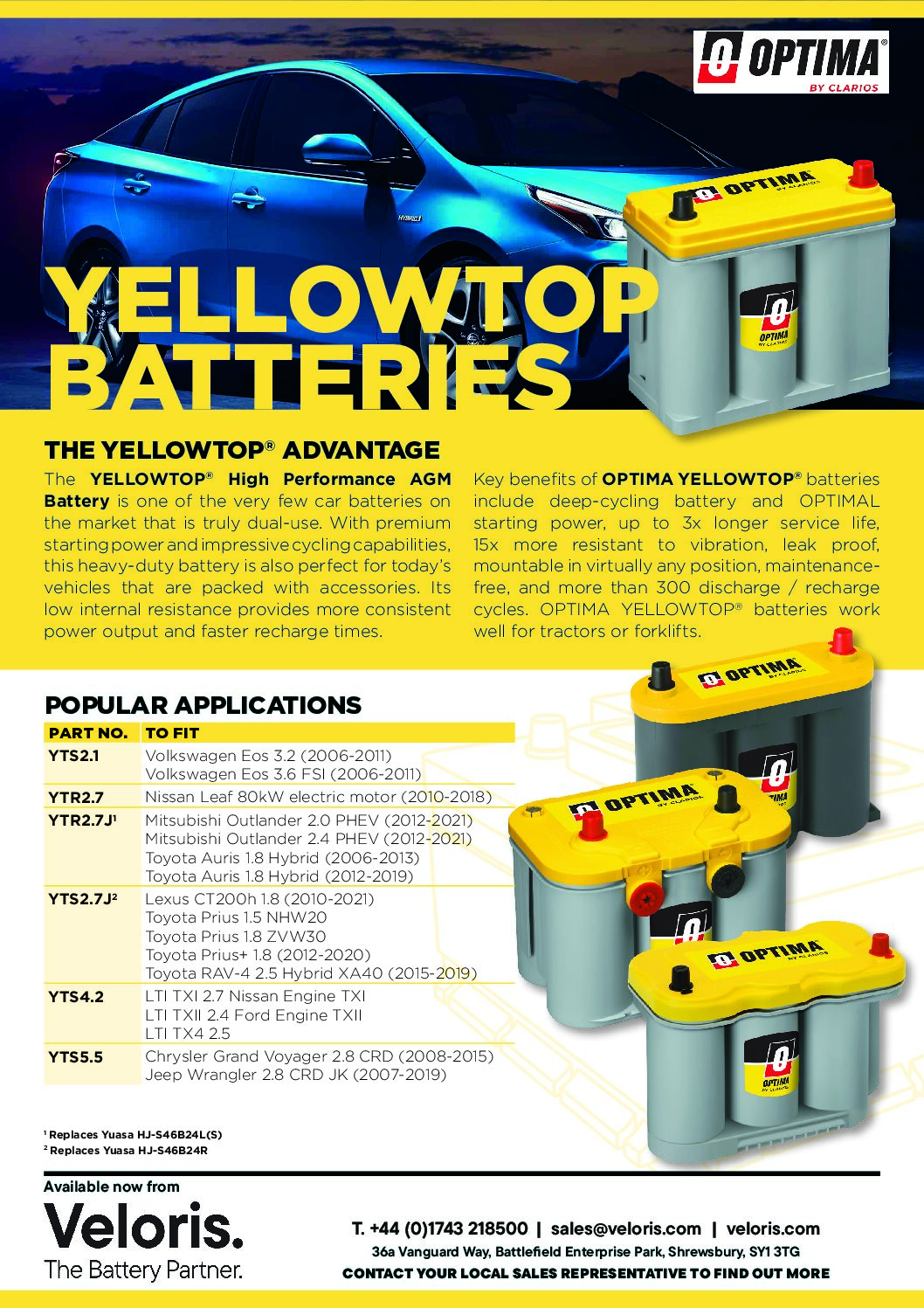 Optima Red Yellowtop Battery