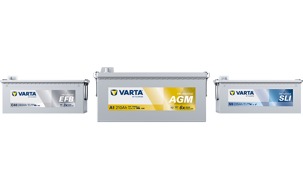 Varta ProMotive EFB, AGM and SLI commercial vehicle batteries range