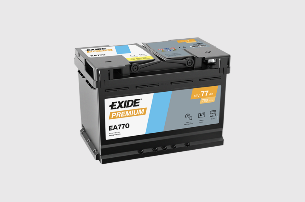 Exide EFB, Strong PRO EFB and Marine & Leisure batteries with Exide logo